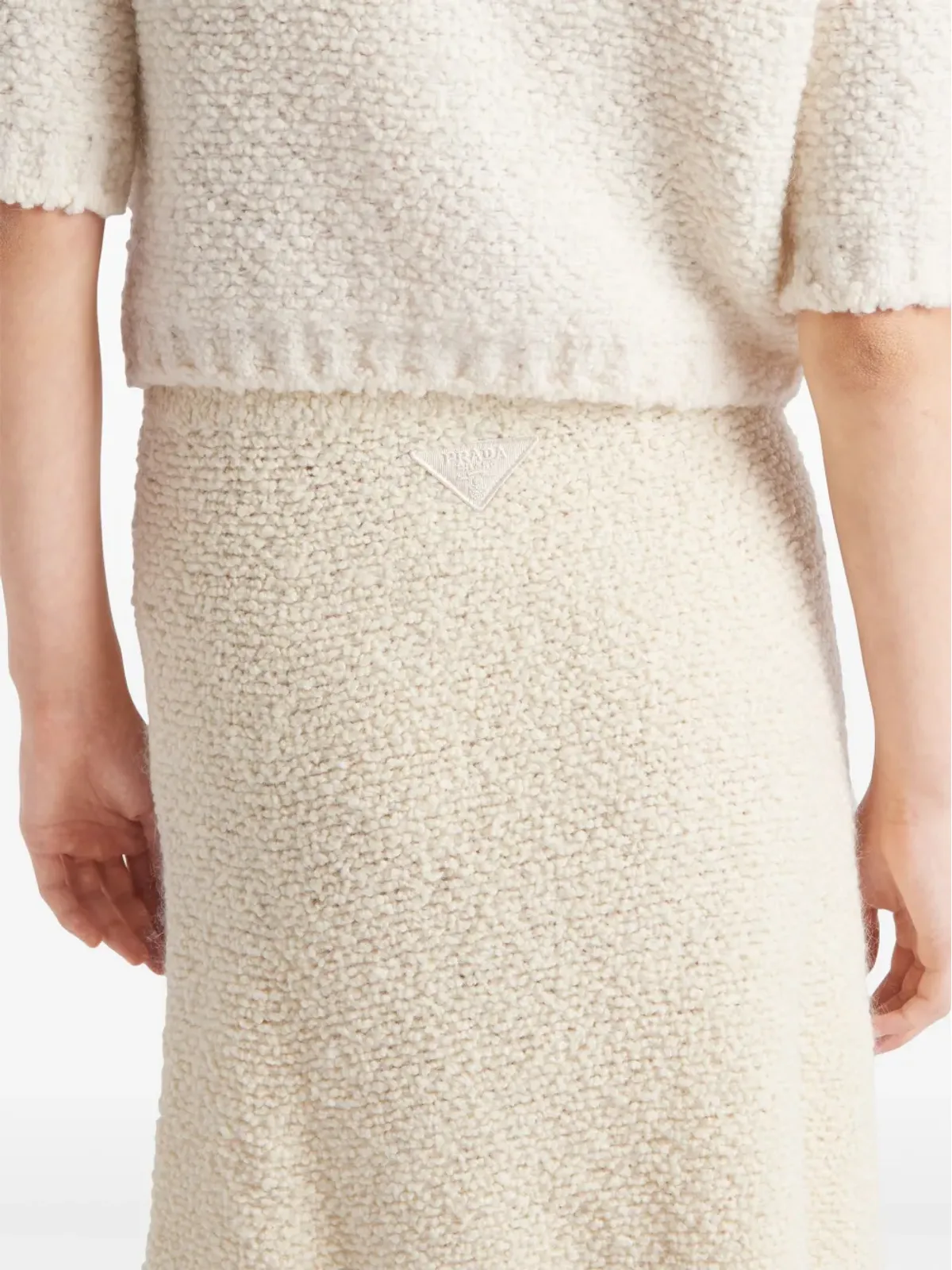Prada ブークレ編みウールスカート - Neutrals - 画像4