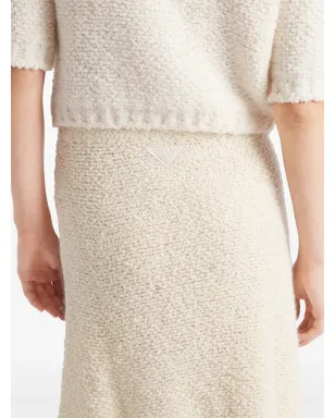 Prada ブークレ編みウールスカート - Neutrals - サムネイル4