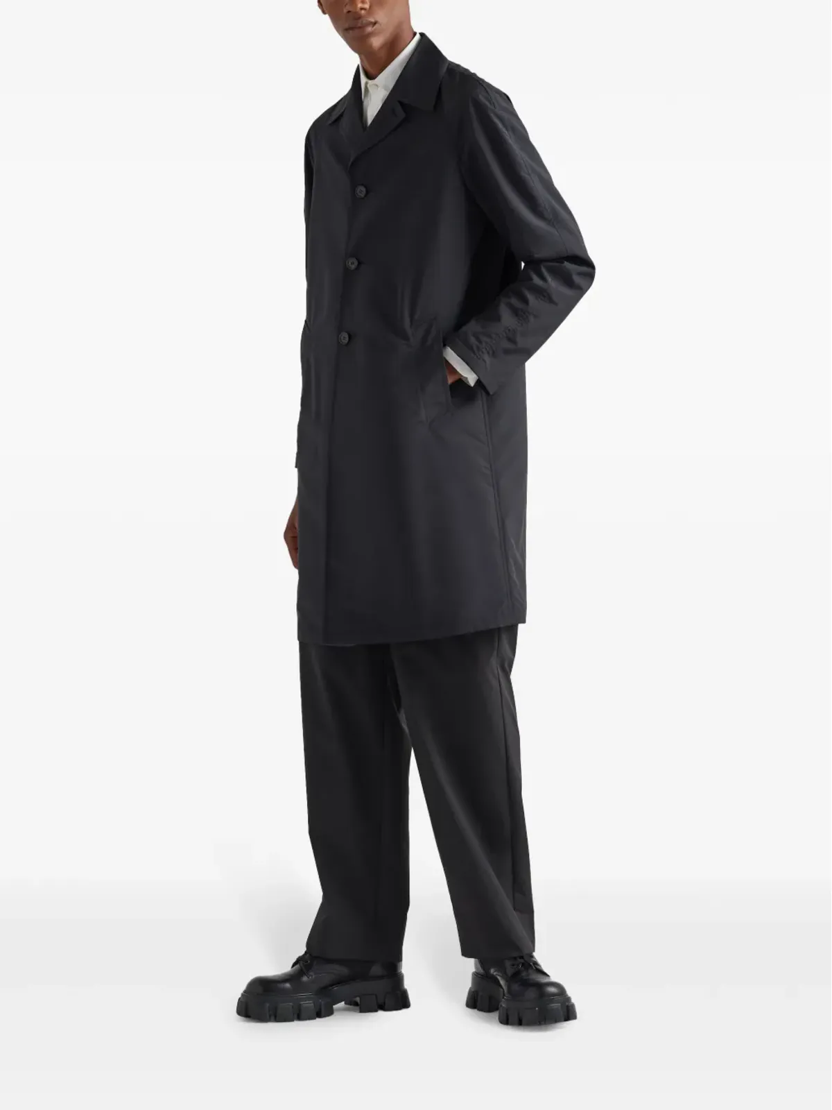 Prada シングルブレスト ウールコート - ブラック - 画像2