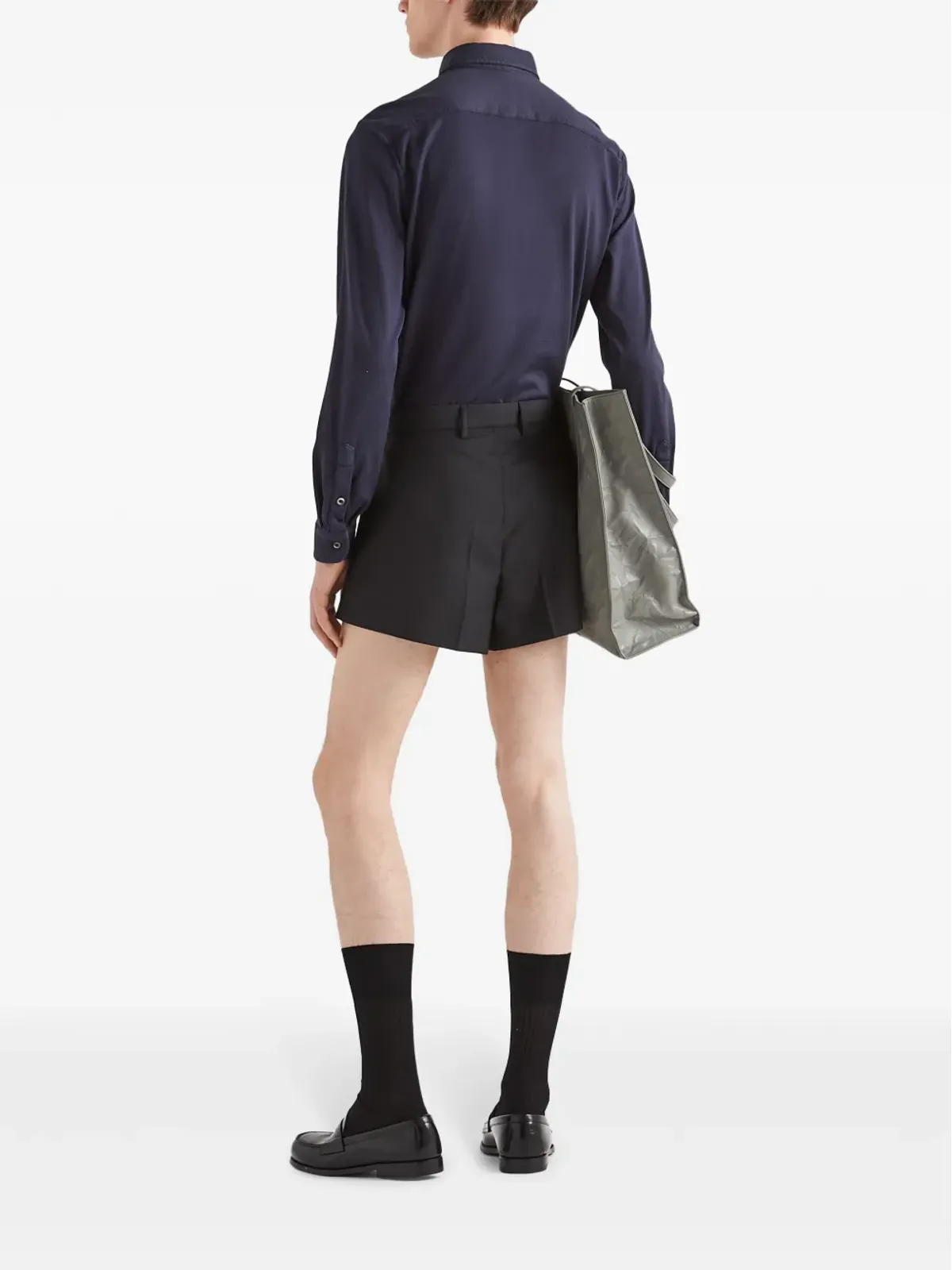 Prada ロゴパッチ コットンシャツ ブルー - 画像3
