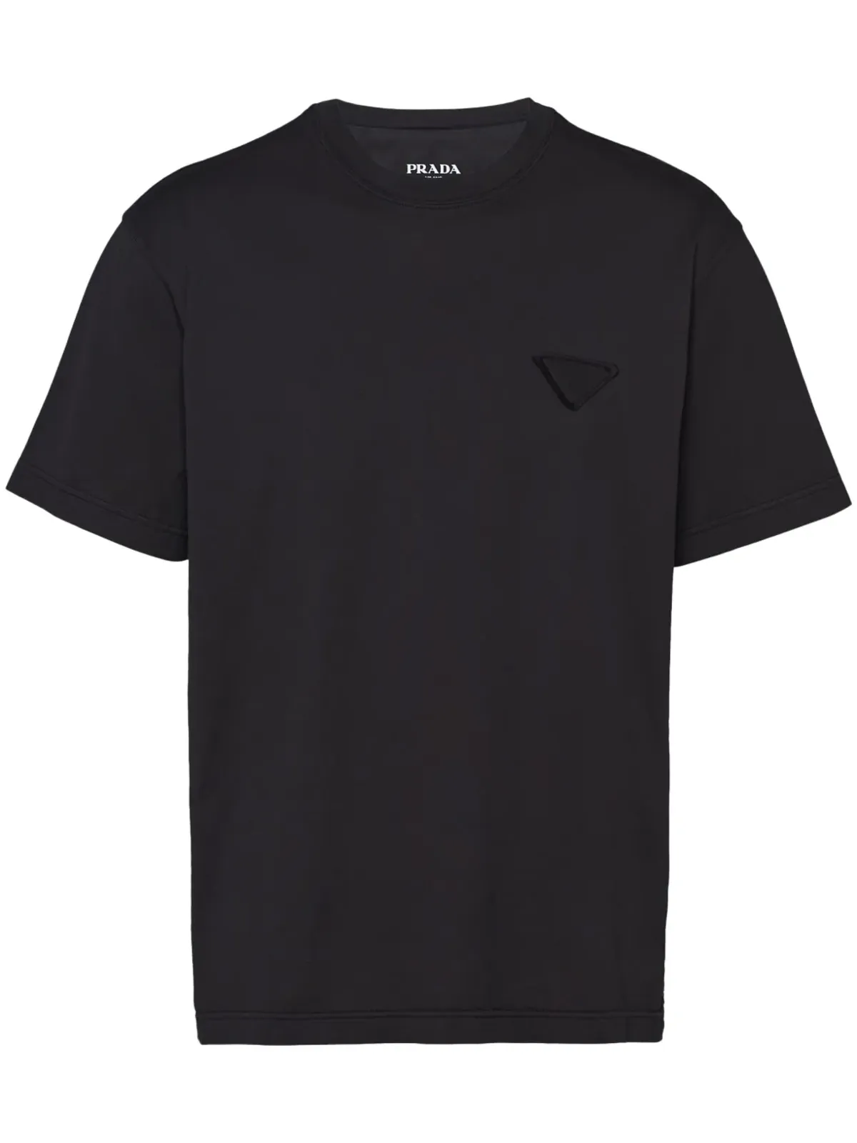 Prada ロゴパッチ コットン Tシャツ ブラック - 画像1