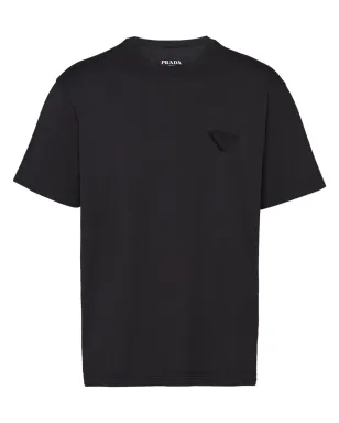 Prada ロゴパッチ コットン Tシャツ ブラック - サムネイル1