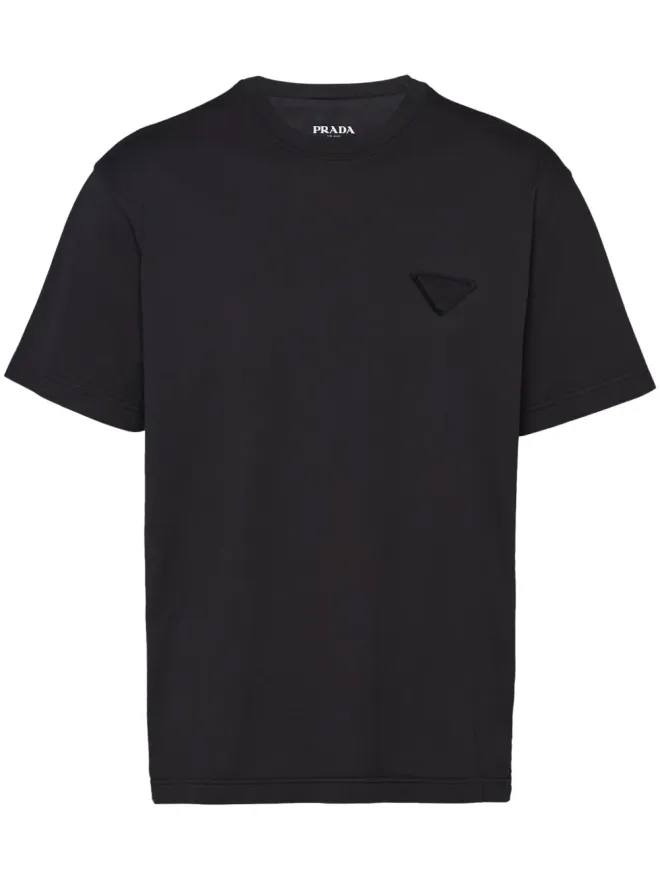 Prada Prada ロゴパッチ コットン Tシャツ ブラックの商品画像