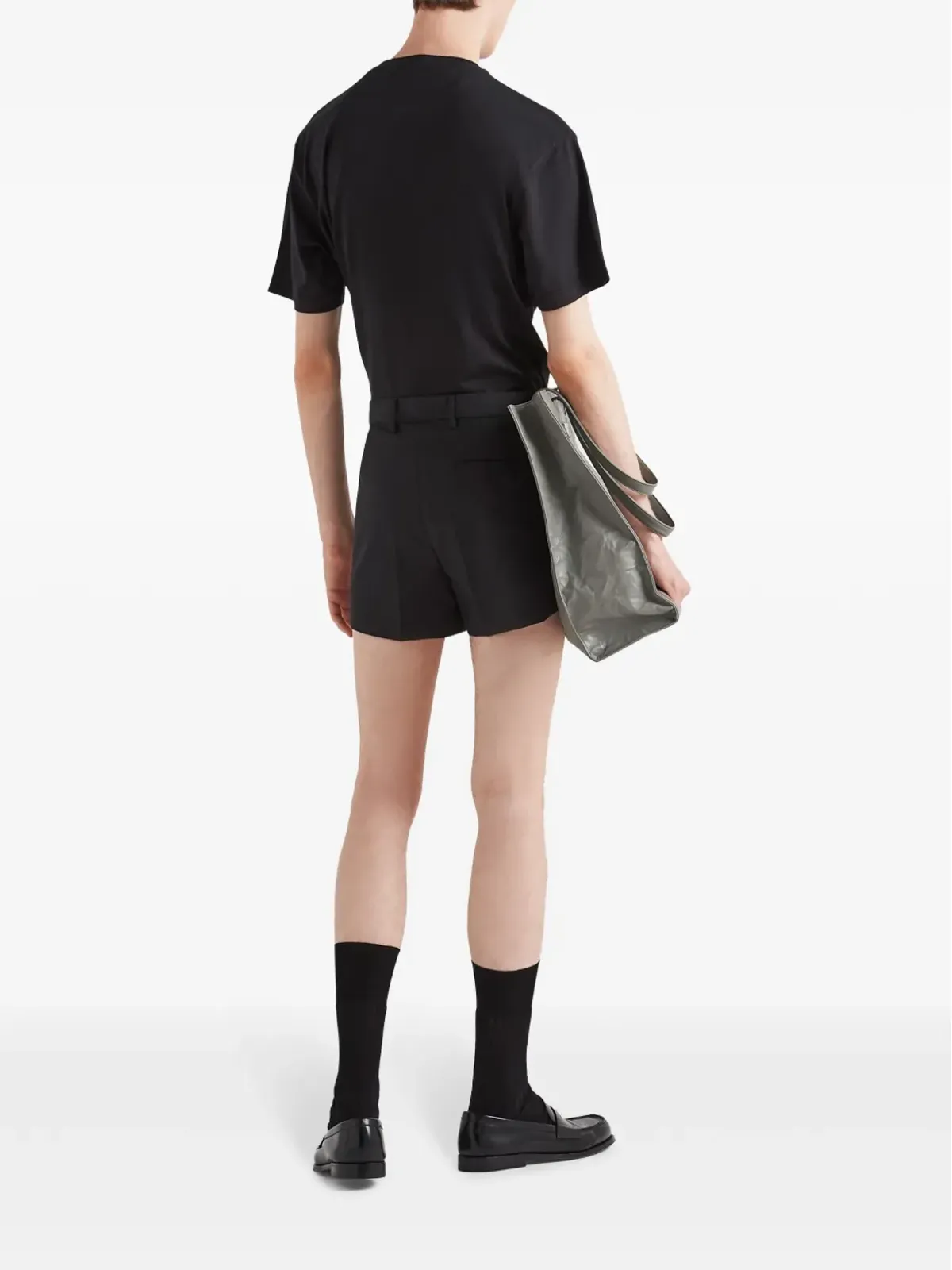 Prada ロゴパッチ コットン Tシャツ ブラック - 画像5
