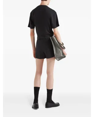Prada ロゴパッチ コットン Tシャツ ブラック - サムネイル5