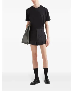 Prada ロゴパッチ コットン Tシャツ ブラック - サムネイル2