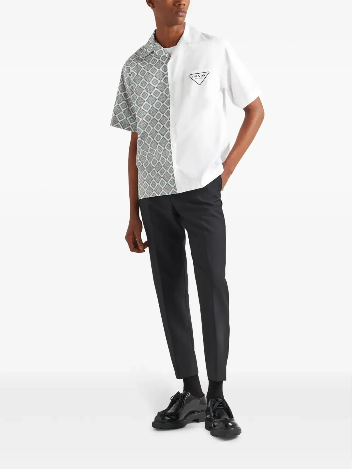 Prada ダブルマッチ コットンシャツ グレー - 画像2