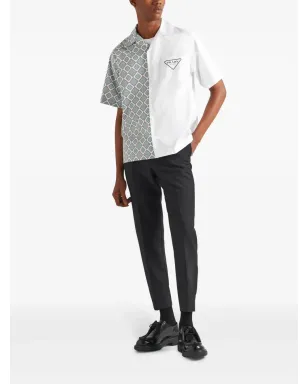 Prada ダブルマッチ コットンシャツ グレー - サムネイル2