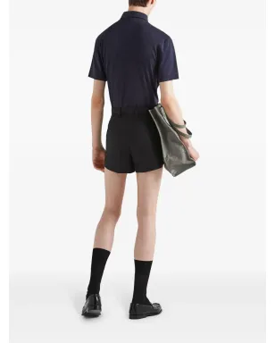 Prada 三角形ロゴ コットンポロシャツ ブルー - サムネイル3