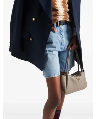 Prada トライアングルロゴ ハイライズ デニムショーツ - サムネイル3
