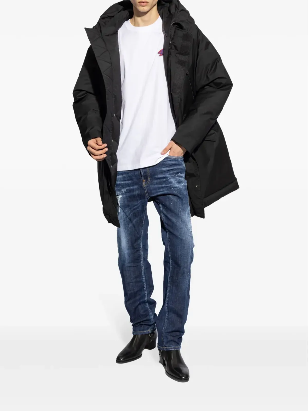 DSQUARED2 フード付きパーカ ブラック - 画像2