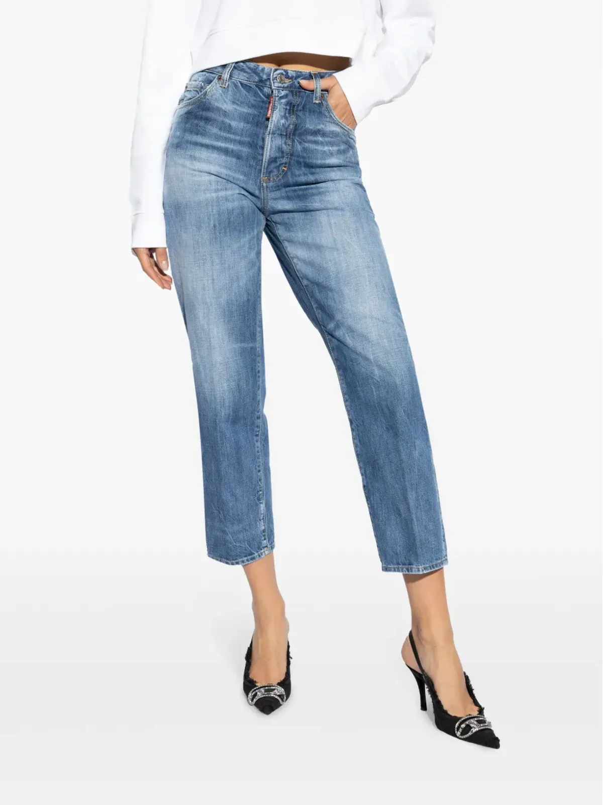 DSQUARED2 ロゴパッチ コットンデニムジーンズ - 画像3