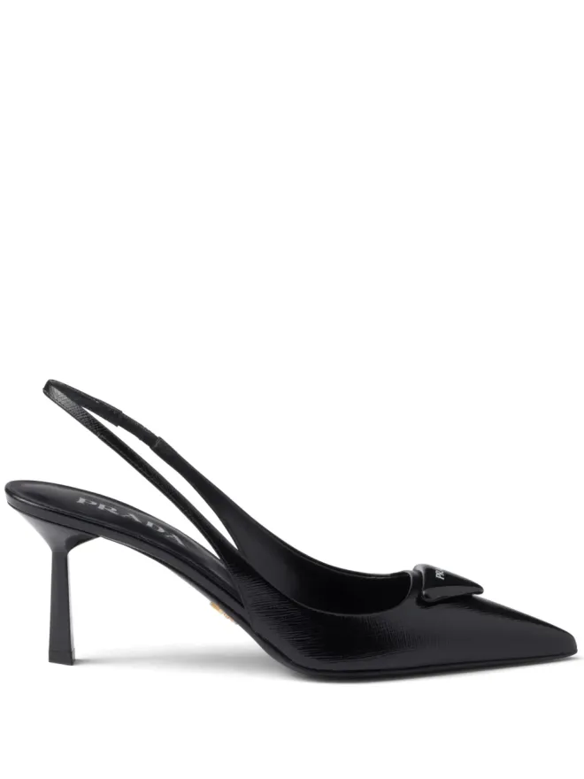 Prada Prada 75mm トライアングルロゴ レザー パンプスの商品画像