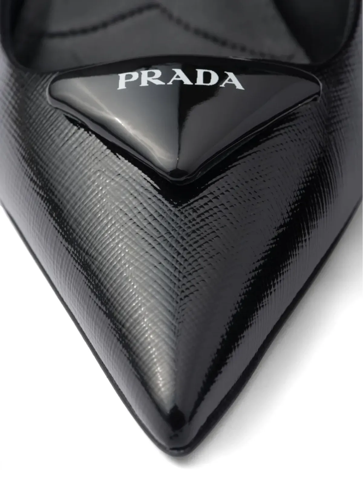 Prada 75mm トライアングルロゴ レザー パンプス - 画像5