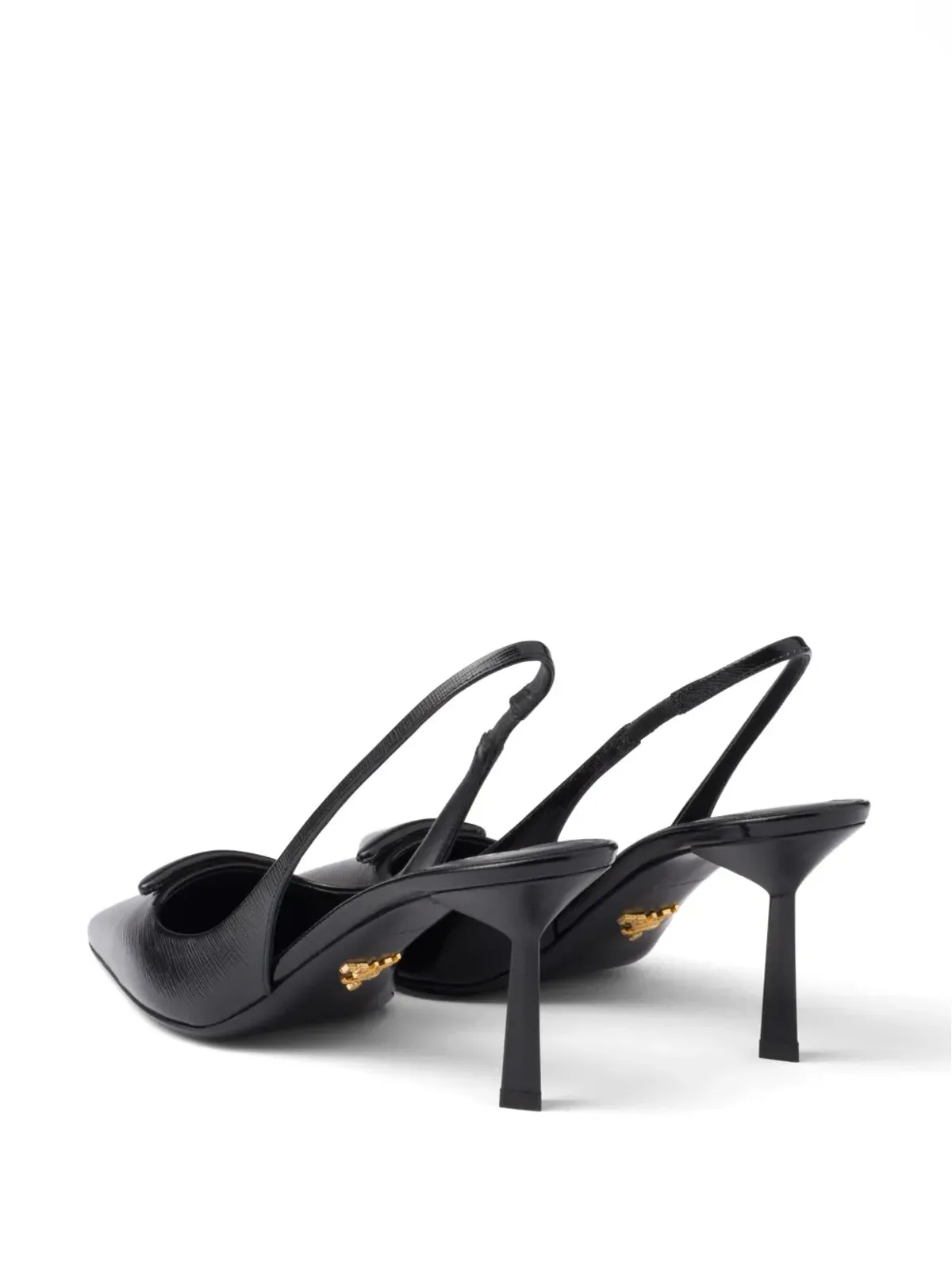 Prada 75mm トライアングルロゴ レザー パンプス - 画像3