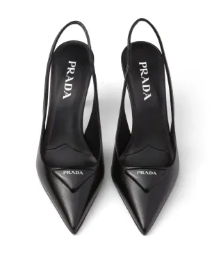 Prada 75mm トライアングルロゴ レザー パンプス - サムネイル4