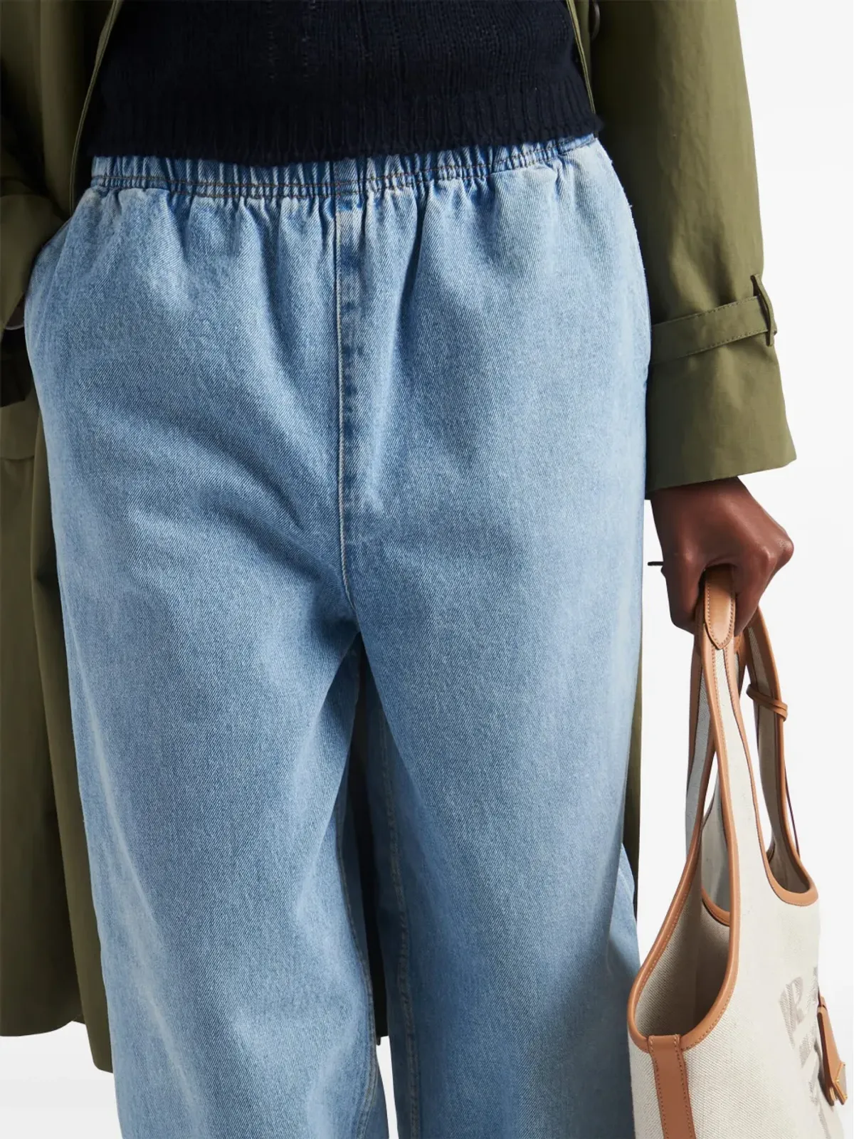 Prada トライアングルロゴ ミッドライズ ルーズフィット ジーンズ - ブルー - 画像5