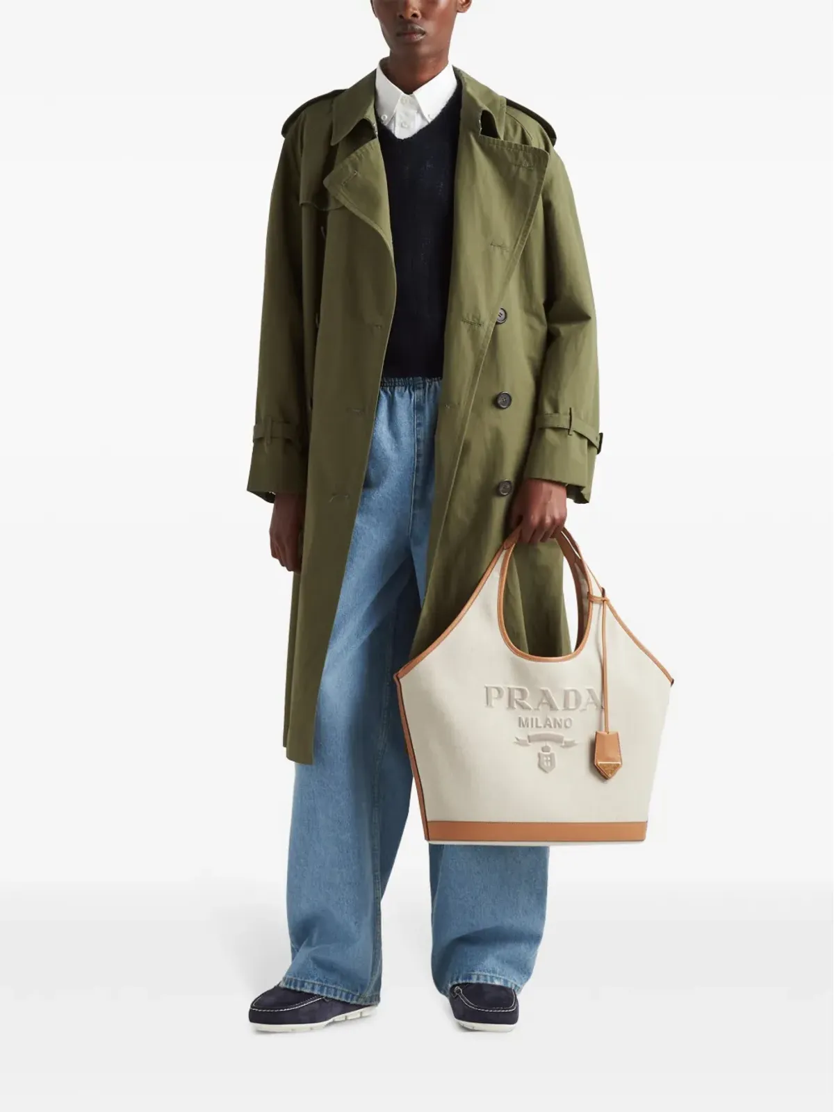 Prada トライアングルロゴ ミッドライズ ルーズフィット ジーンズ - ブルー - 画像2