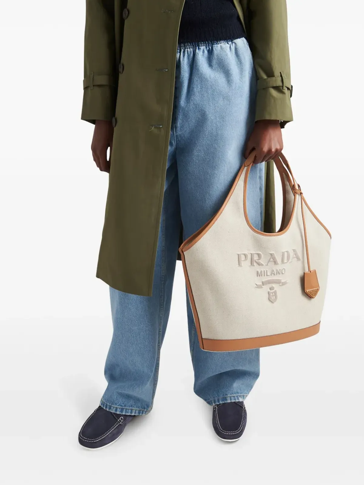 Prada トライアングルロゴ ミッドライズ ルーズフィット ジーンズ - ブルー - 画像4