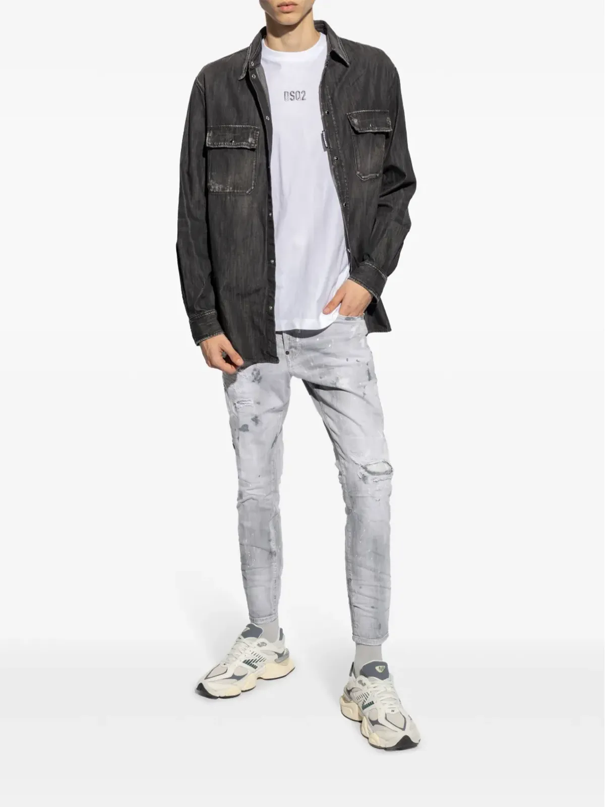 DSQUARED2 スケーター ダメージ加工 ジーンズ - グレー - 画像2