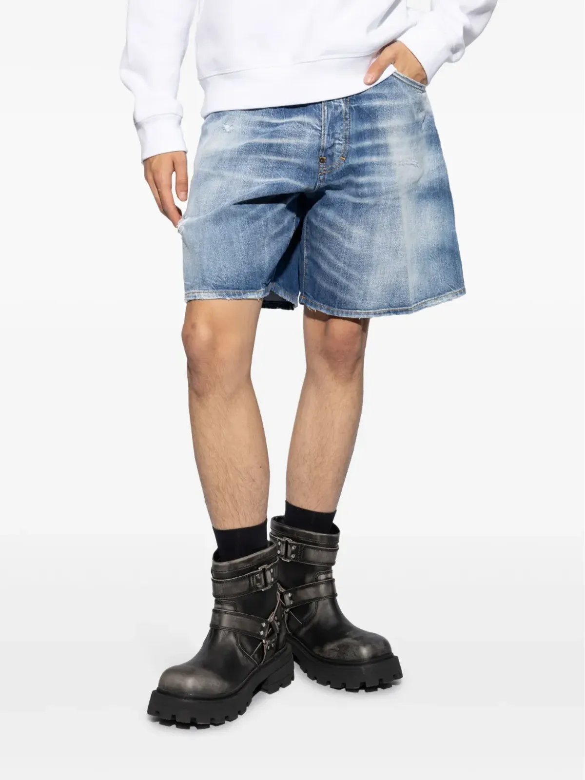 DSQUARED2 ロゴタグ デニムショーツ ブルー - 画像3
