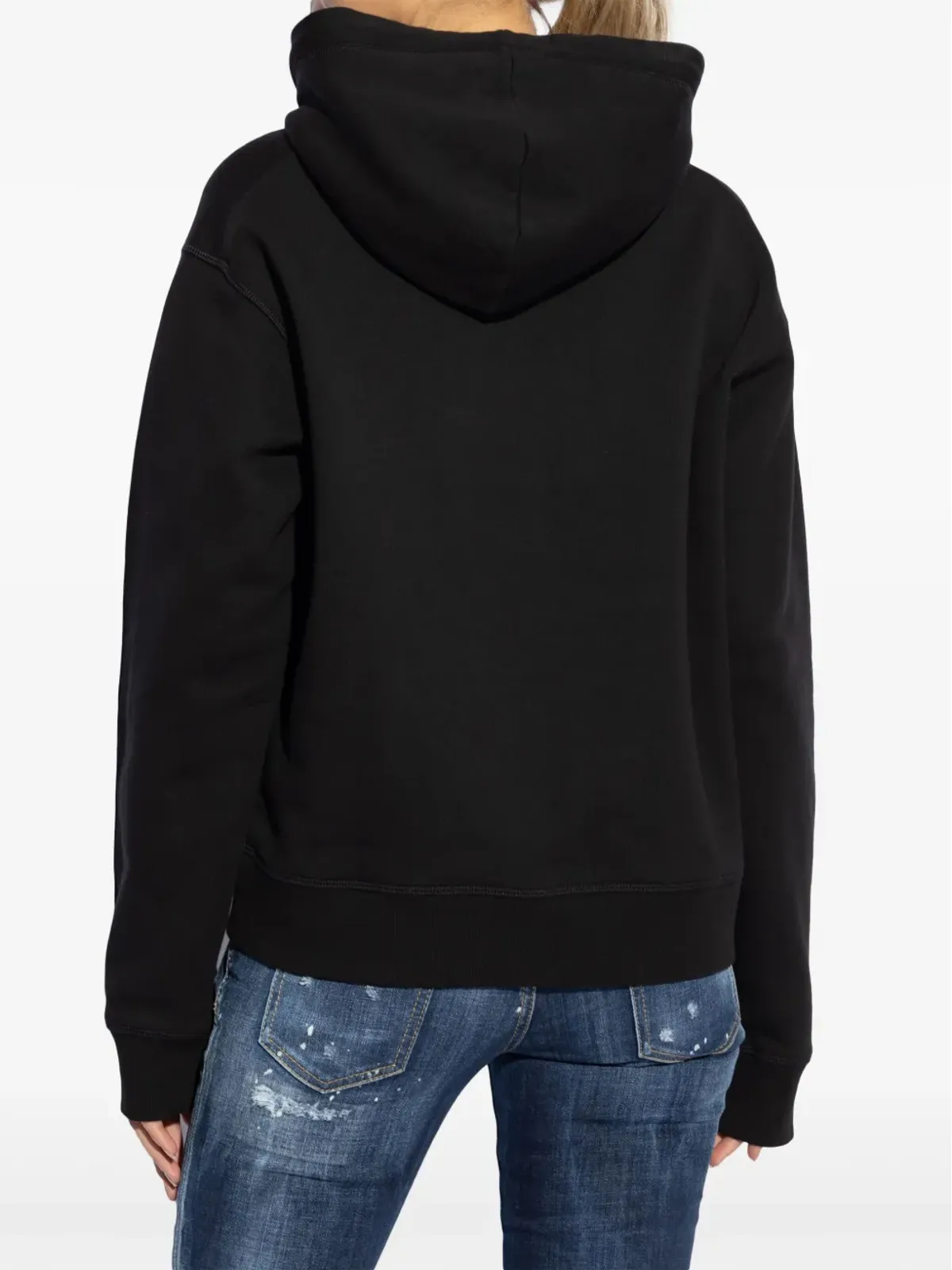 DSQUARED2 ハートパッチ コットン フーディ - ブラック - 画像4