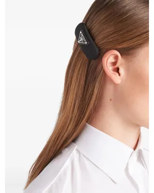Prada エナメルロゴ ヘアクリップ - ブラック - サムネイル4