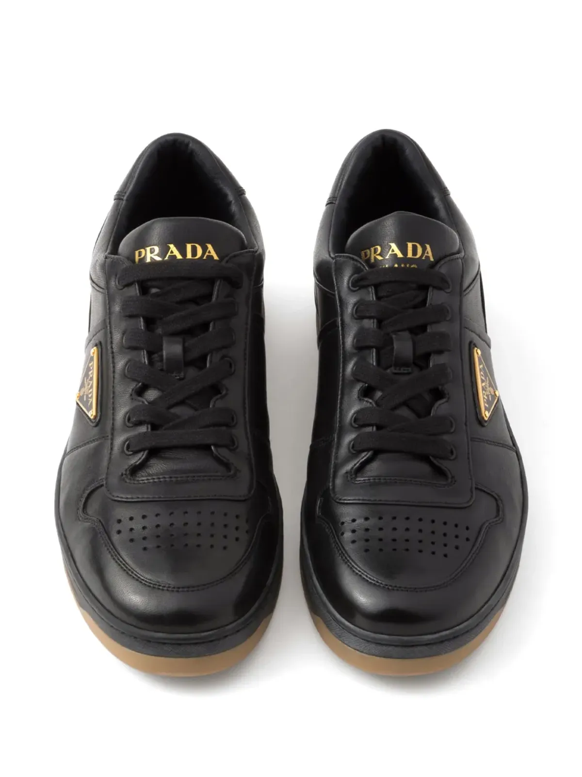 Prada ダウンタウン レザー スニーカー - ブラック - 画像4
