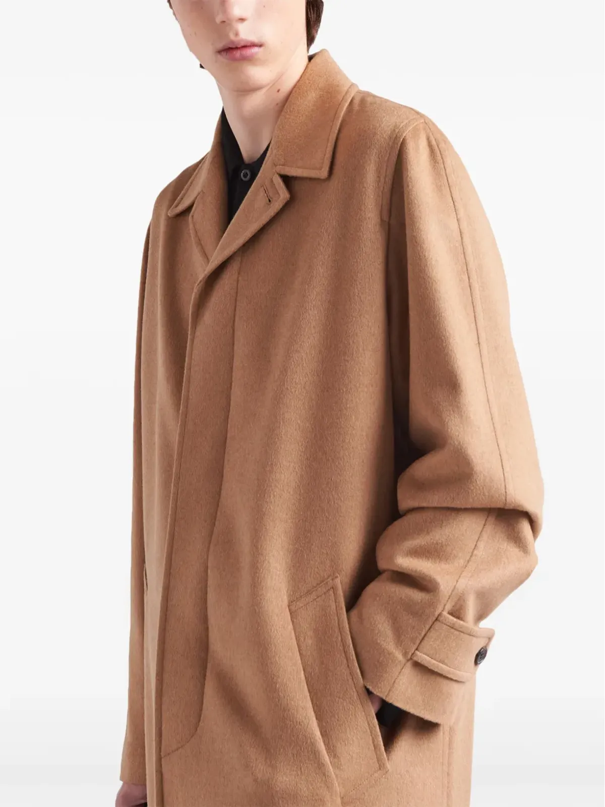 Prada ブラウンのシングルブレストコート - 画像5