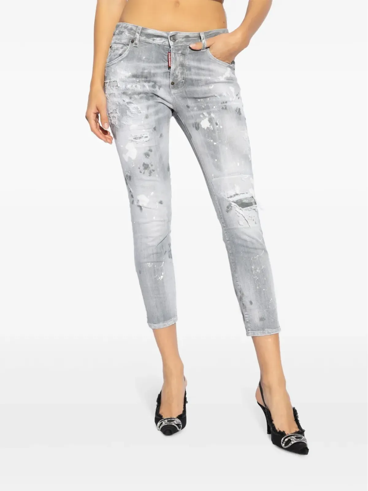 DSQUARED2 ロゴパッチ コットン混紡ジーンズ - 画像3