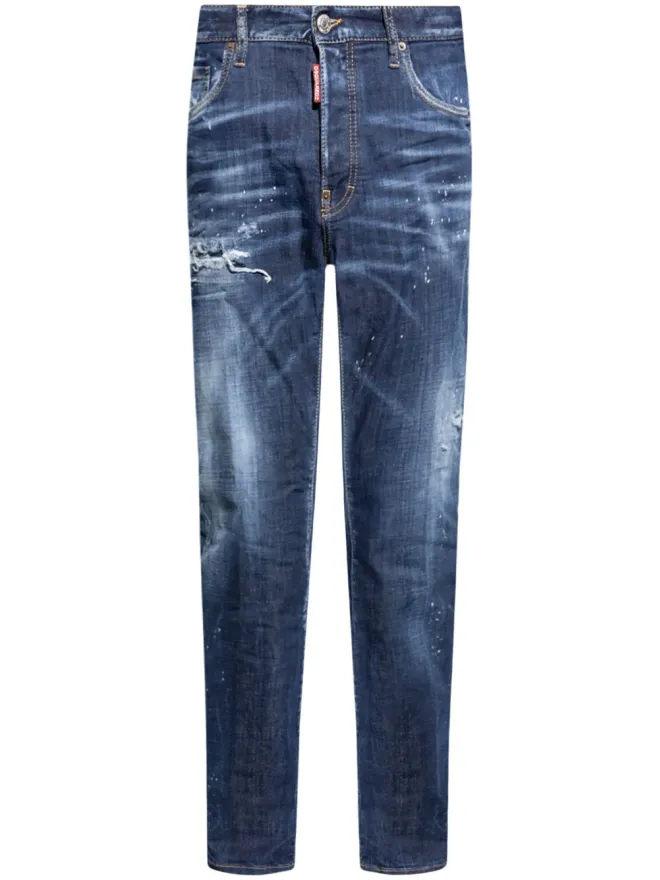 Dsquared2 DSQUARED2 ダメージ加工ストレートジーンズ ブルーの商品画像