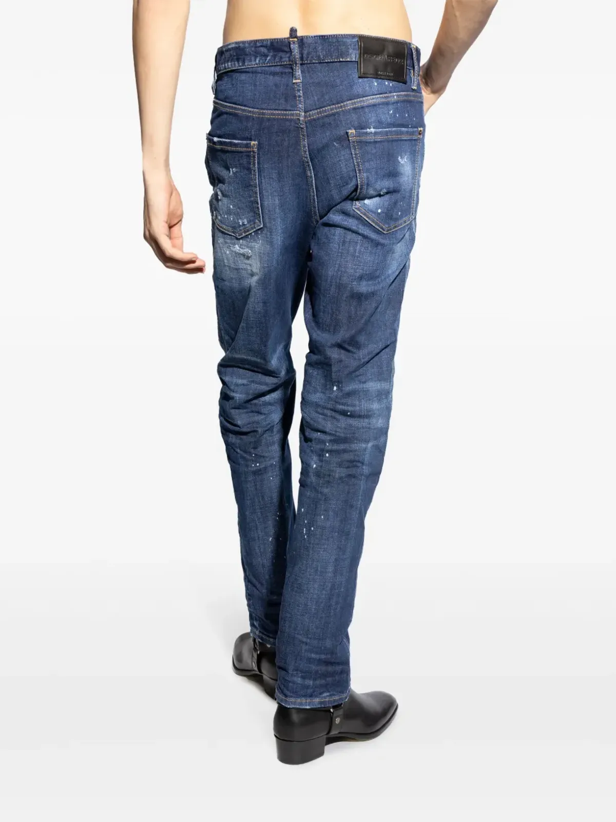 DSQUARED2 ダメージ加工ストレートジーンズ ブルー - 画像4