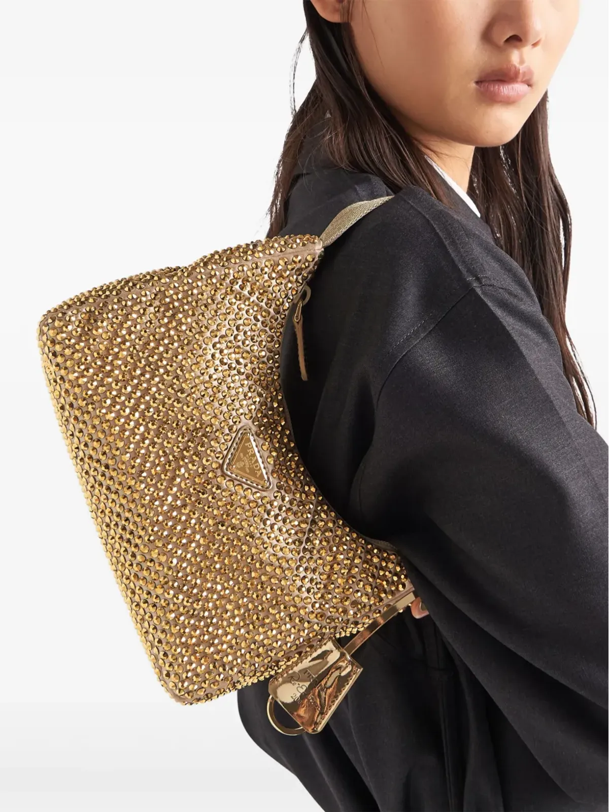 Prada リ・エディション クリスタルをちりばめたミニバッグ - ゴールド - 画像3