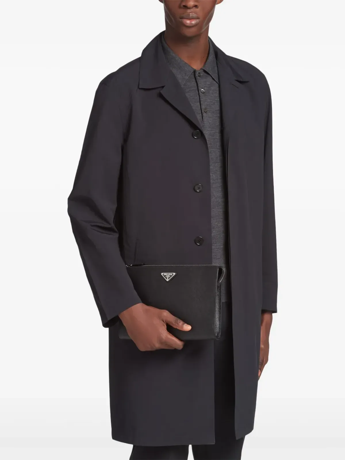 Prada サフィアーノ トライアングルプレート クラッチバッグ - 画像3