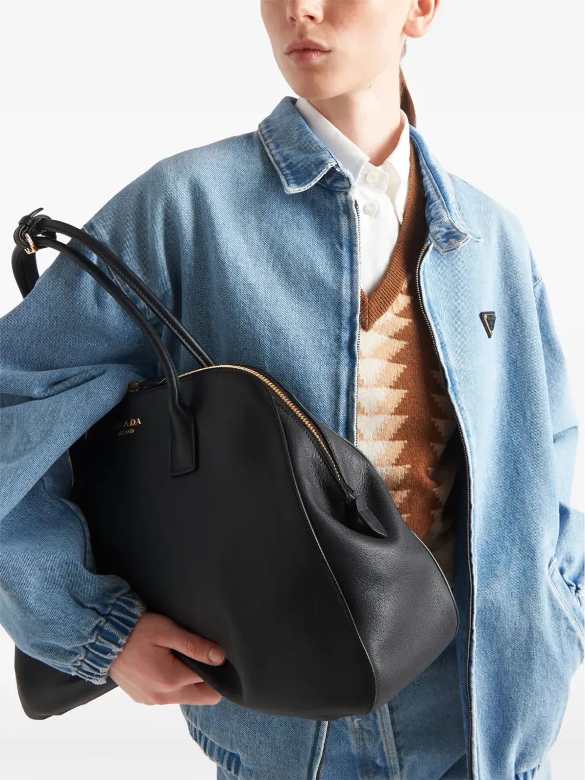 Prada ジップファスナー付きデニムジャケット - 画像5