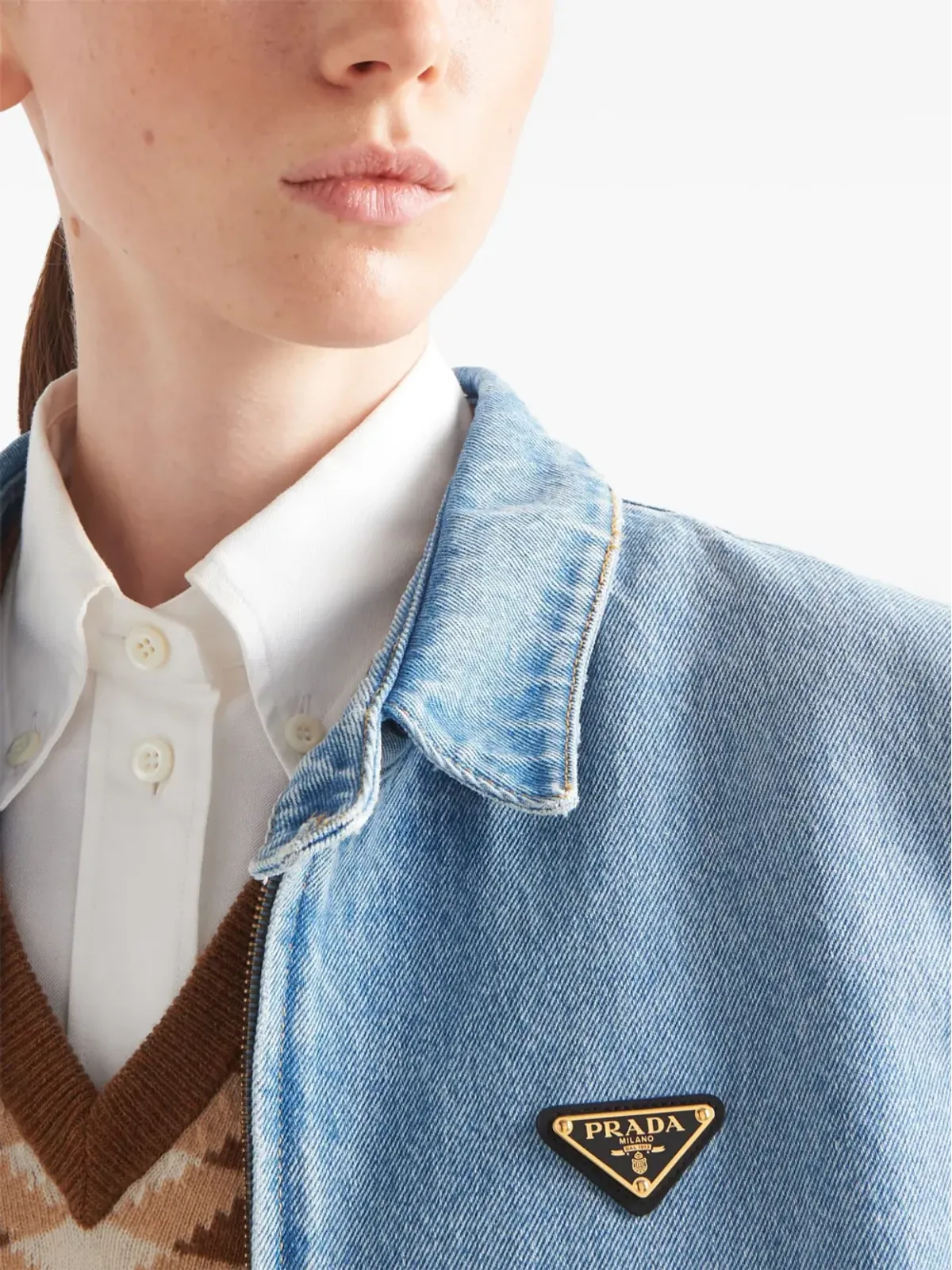 Prada ジップファスナー付きデニムジャケット - 画像4