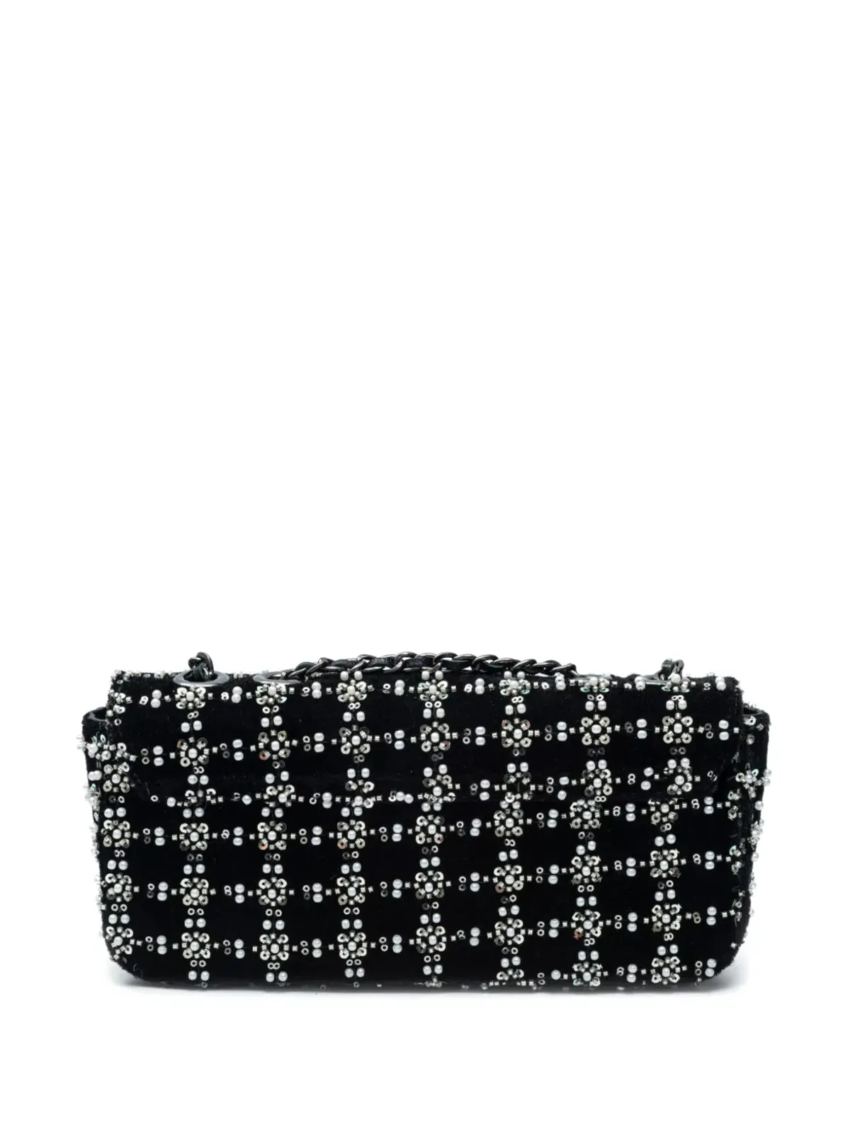 Isla Anne beaded velvet shoulder bag - Black - 画像2