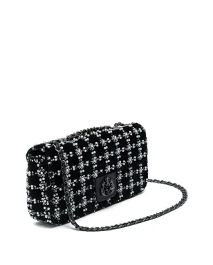 Isla Anne beaded velvet shoulder bag - Black - サムネイル3