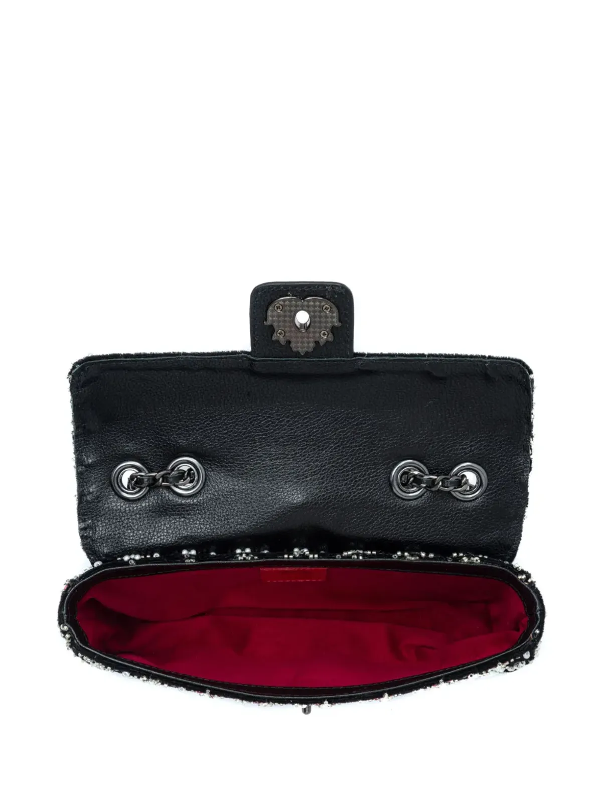 Isla Anne beaded velvet shoulder bag - Black - 画像4