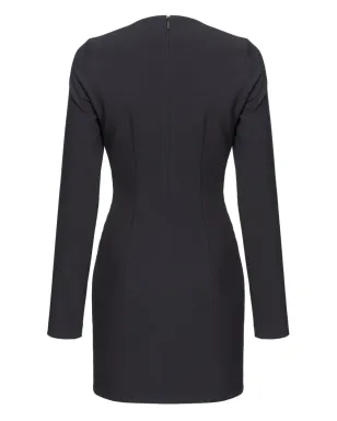 PINKO ジップ付きクレープ生地 Vネック ミニドレス - ブラック - サムネイル2