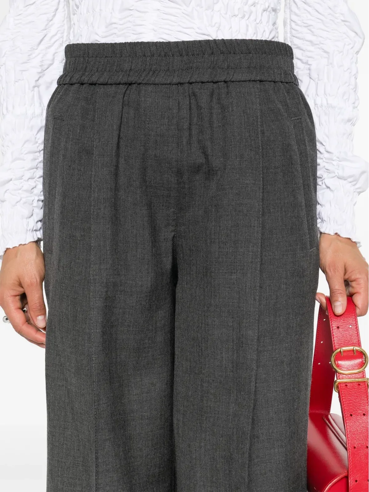 Brunello Cucinelli ヴァージンウール パラッツォパンツ - グレー - 画像5