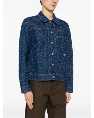 Maison Kitsuné レーザーカットディテール デニムジャケット - ブルー - サムネイル3
