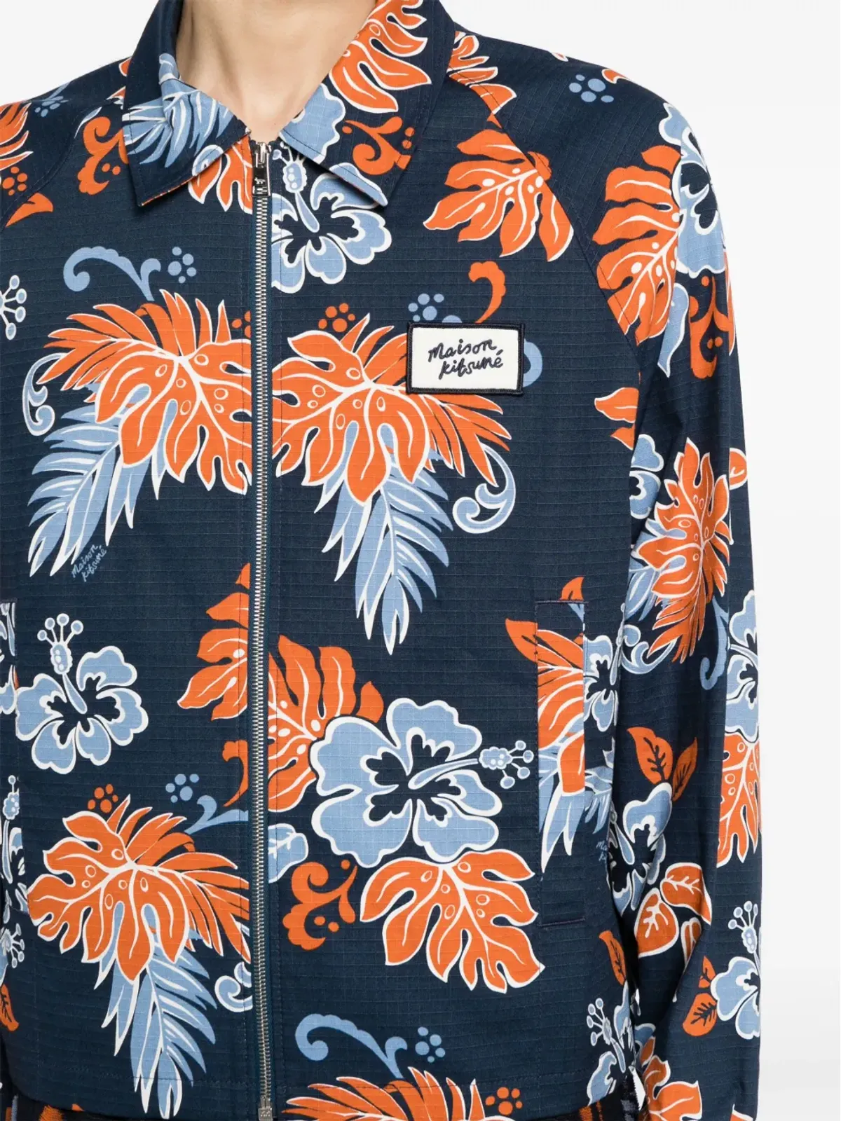Maison Kitsuné フラワープリント ジップアップ コットンジャケット - ブルー - 画像5