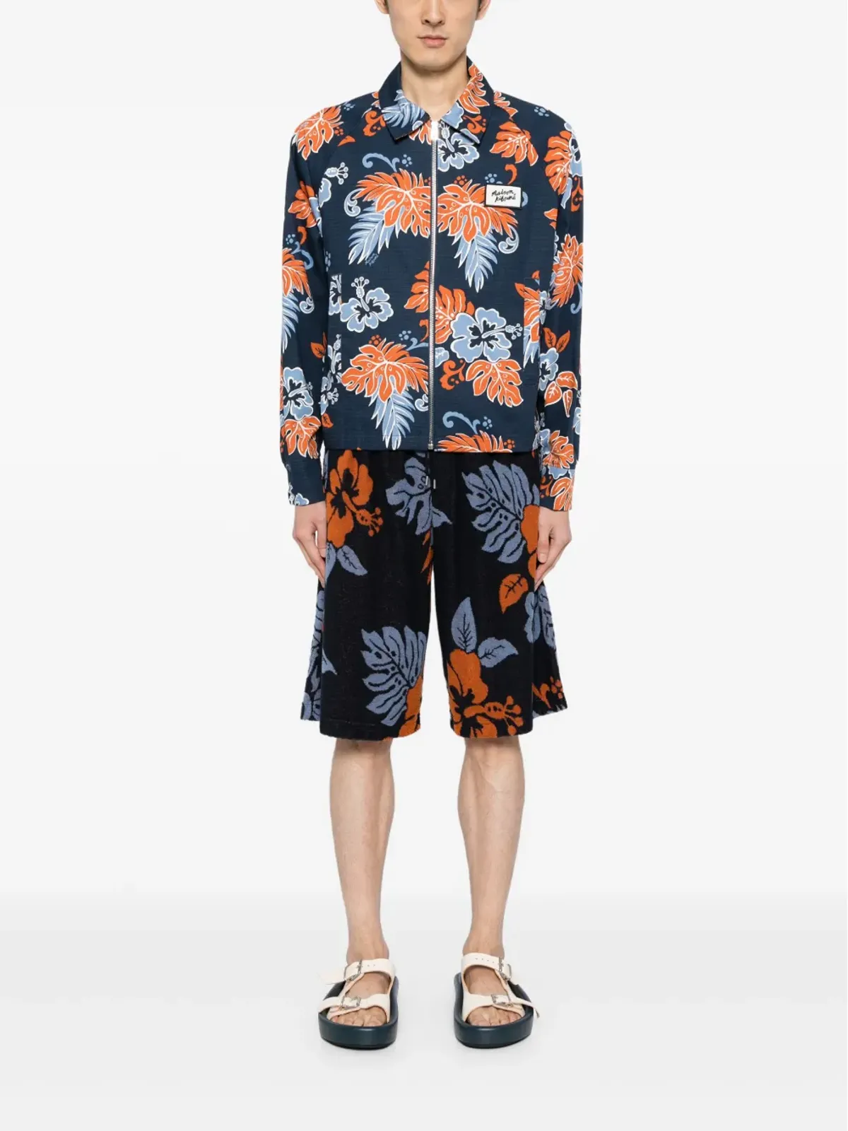 Maison Kitsuné フラワープリント ジップアップ コットンジャケット - ブルー - 画像2