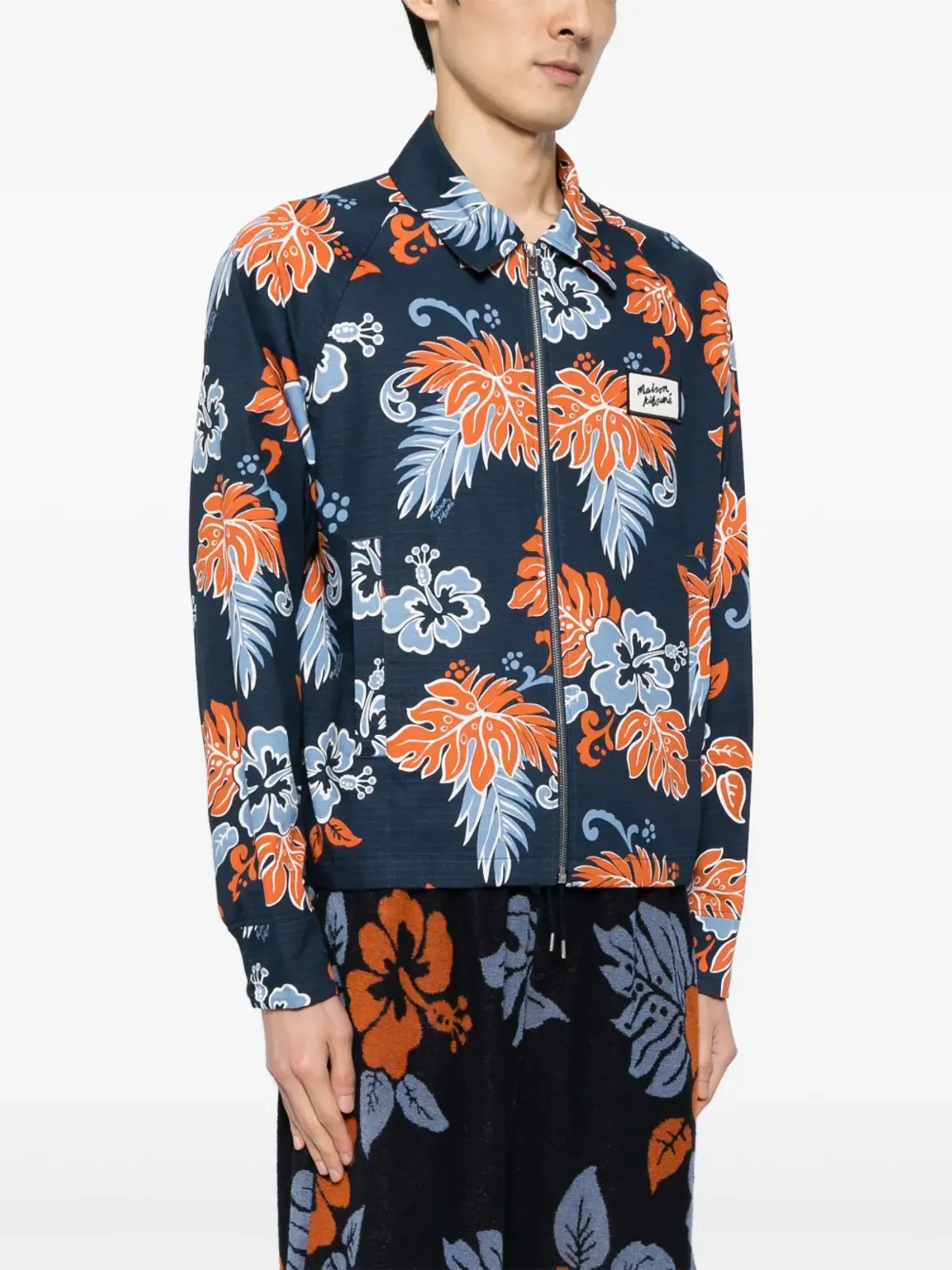Maison Kitsuné フラワープリント ジップアップ コットンジャケット - ブルー - 画像3