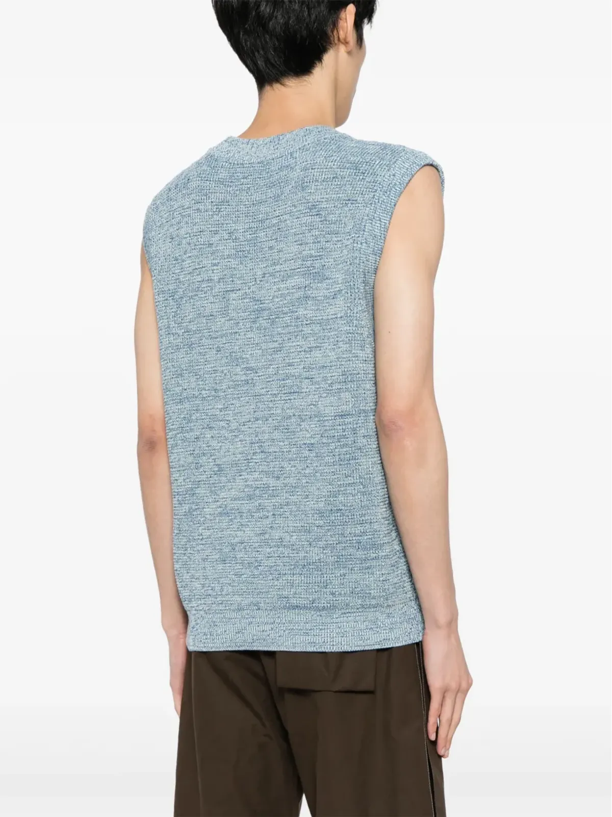 Maison Kitsuné 刺繍ロゴ入りVネック コットンベスト - ブルー - 画像4