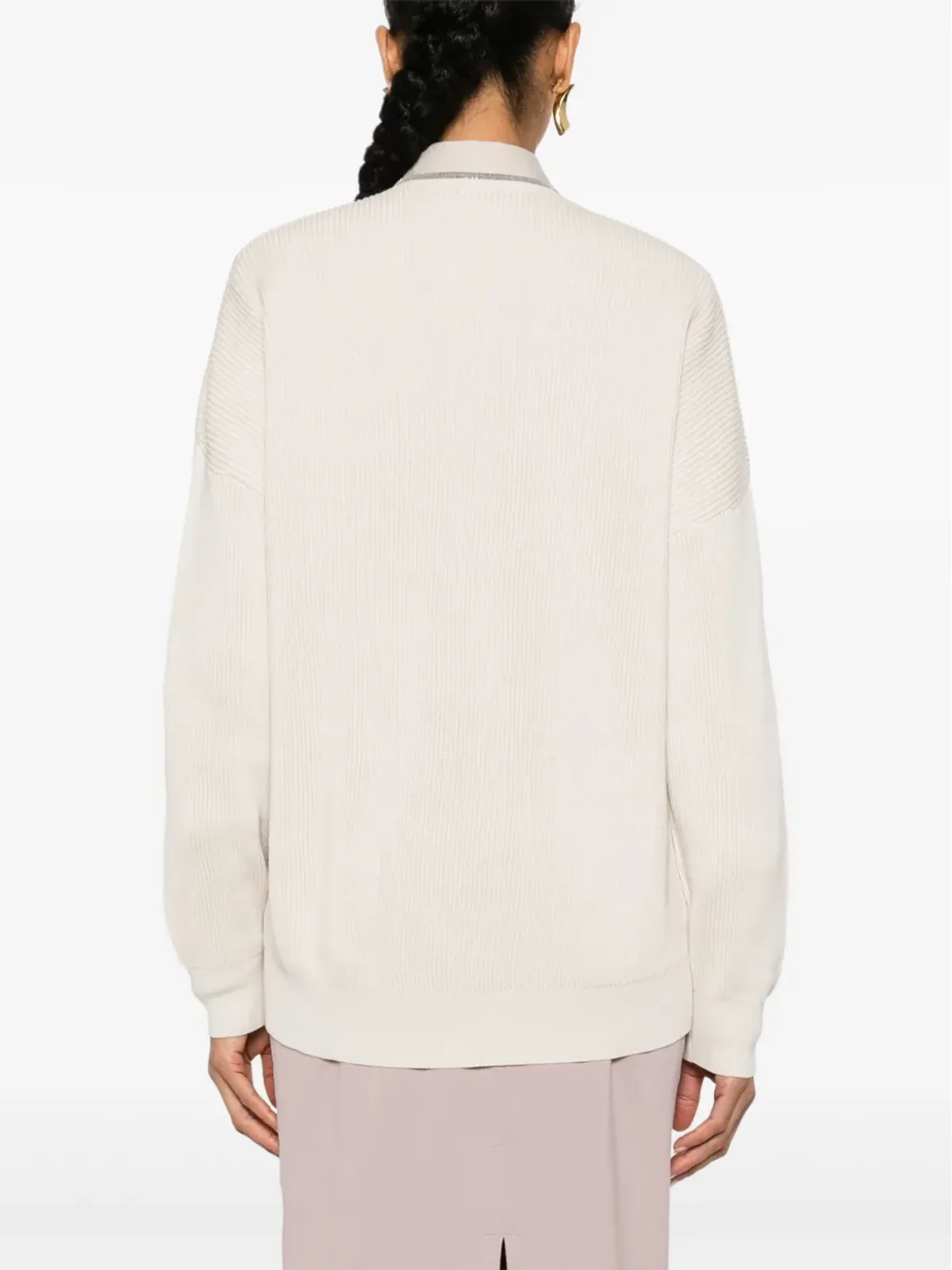 Brunello Cucinelli モニリチェーン付きリブ編みセーター - ナチュラル - 画像4