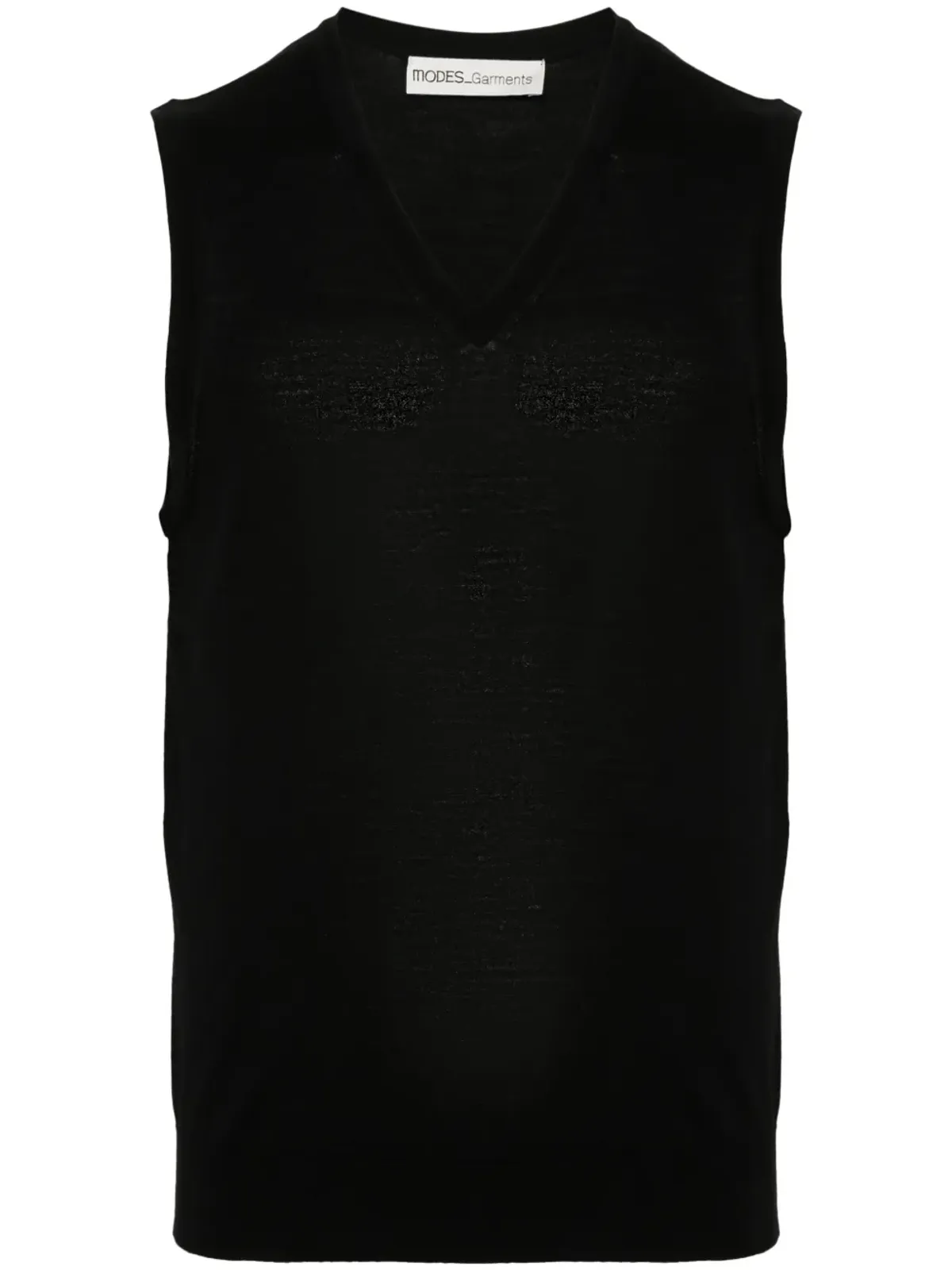 MODES GARMENTS メリノウール編み ノースリーブベスト ブラック - 画像1