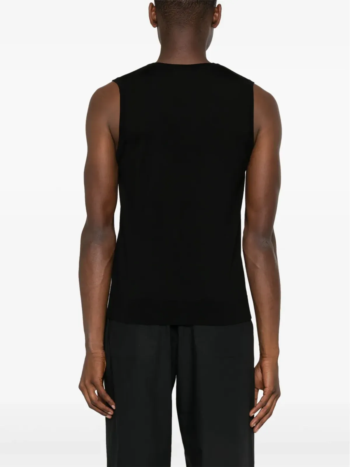 MODES GARMENTS メリノウール編み ノースリーブベスト ブラック - 画像4