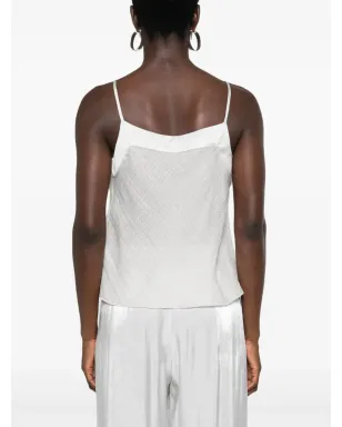 Emporio Armani フリル付きシアサッカートップス グレー - サムネイル4
